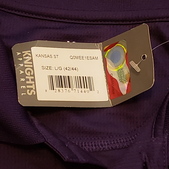 Kansas State University Men's Large Powercat polo NWT royal purple, white + - Picture 4 of 11